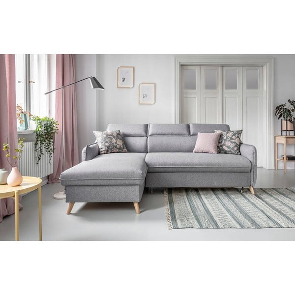 Sulankstoma kampinė sofa šviesiai pilkos spalvos (su kairiuoju kampu) Sweet Harmony – Miuform-image-1
