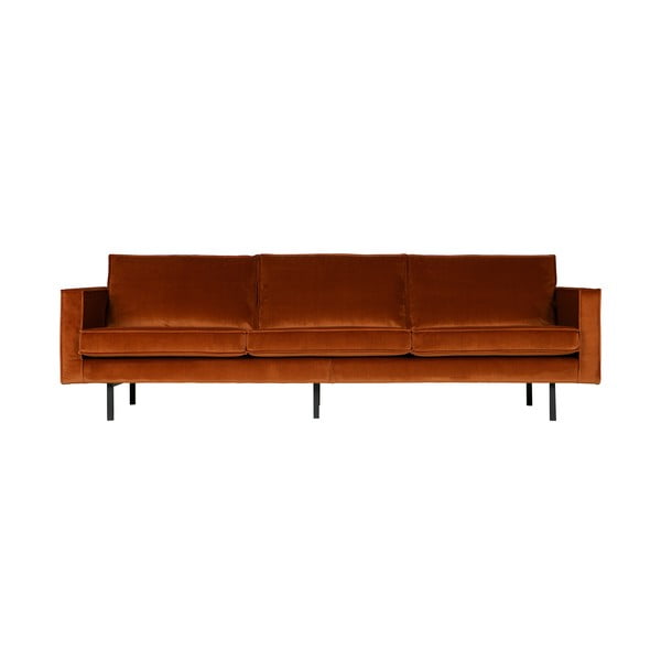 Oranžinio aksomo sofa BePureHome Rodeo, 277 cm