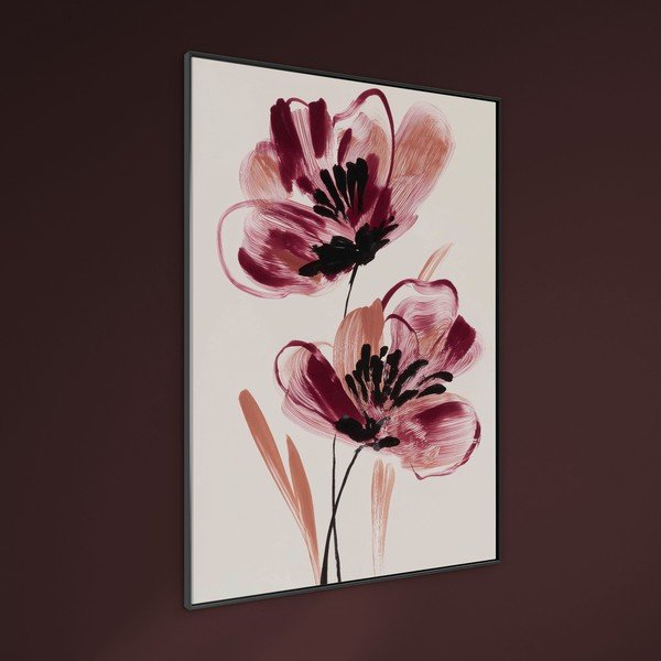 Spausdintas paveikslas su rėmeliu/tapyba ant drobės 70x100 cm Burgundy Blooms – Styler-image-1