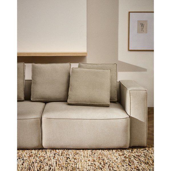 Smėlio spalvos sulankstoma sofa iš šenilinio audinio 236 cm Marela – Kave Home-image-1
