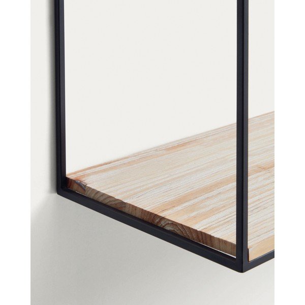 Juodos spalvos/natūralios spalvos iš kėnio masyvo sieninė lentyna 90 cm Elisha – Kave Home-image-3