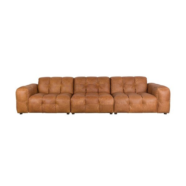 Konjako rudos spalvos sofa iš odos 364 cm Hackman – Dutchbone