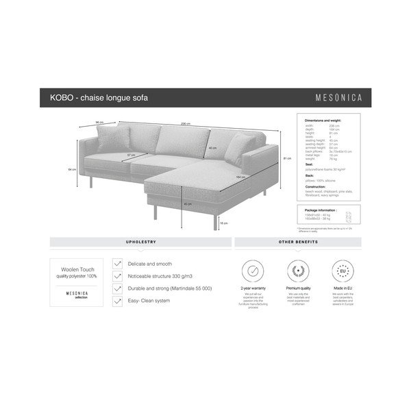 Alyvuogių žalios spalvos kampinė sofa MESONICA Kobo, dešinysis kampas-image-4