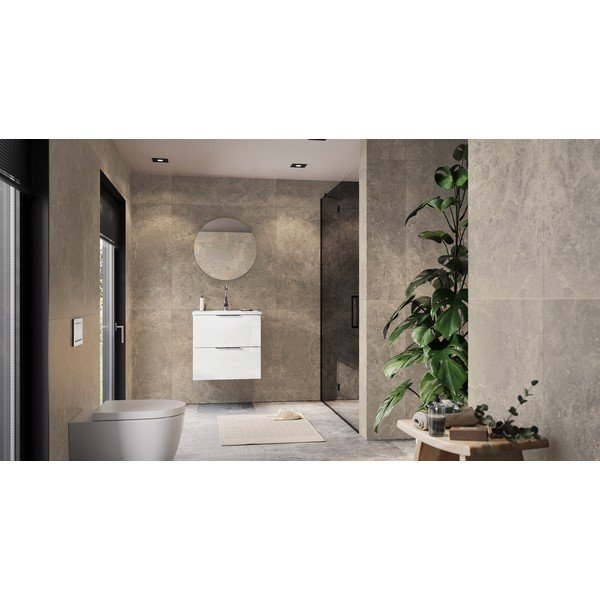 Baltos spalvos blizgus pakabinama spintelė po kriaukle 61x61 cm Celano – Germania-image-1