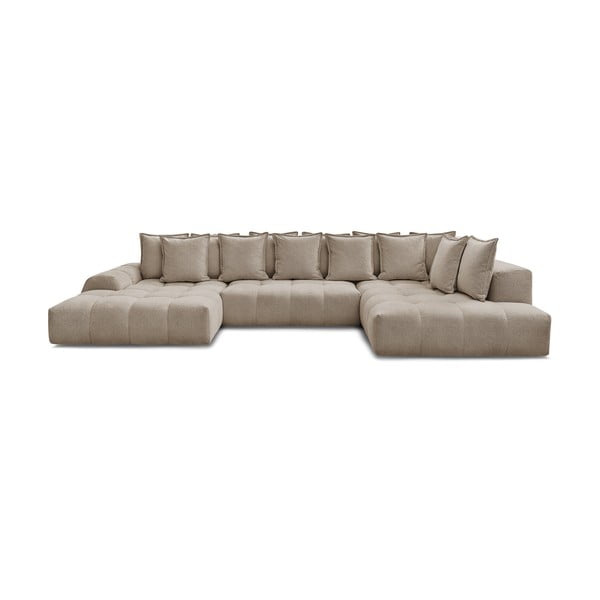Taupe spalvos iš šenilinio audinio sulankstoma/su sandėliavimo vieta kampinė sofa (su dešiniuoju kampu/„U“ formos) Everest – Bobochic Paris