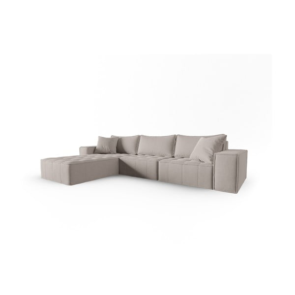 Kampinė sofa šviesiai pilkos spalvos (su kairiuoju kampu) Mike – Micadoni Home-image-2