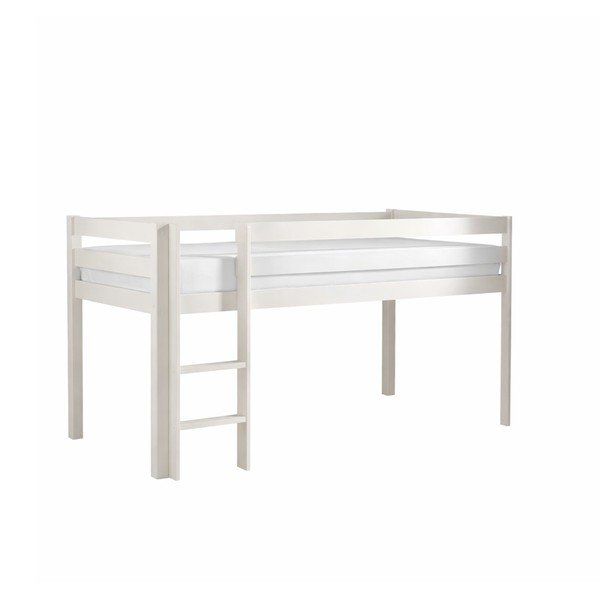 Balta dviaukštė lova iš pušies medienos 90x200 cm PINO - Vipack