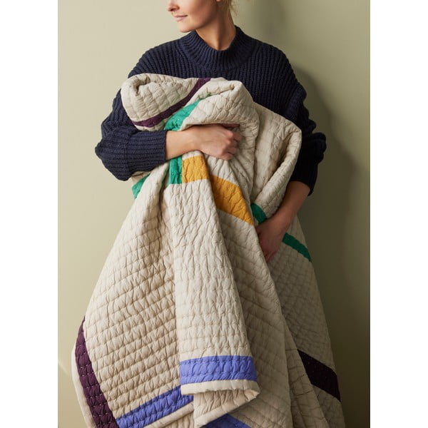 Smėlio spalvos medvilninis užvalkalas dvigulei lovai 260x260 cm Twist - Hübsch-image-3