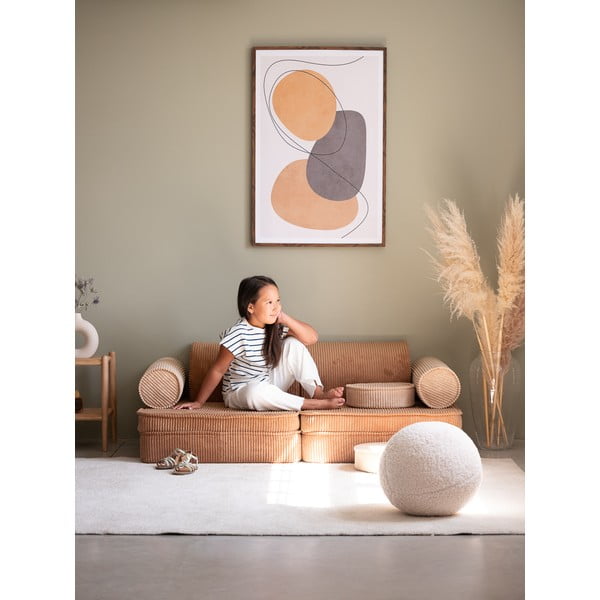 Rudos spalvos iš kordinio velveto vaikiška sofa 132 cm Settee – Wigiwama-image-3