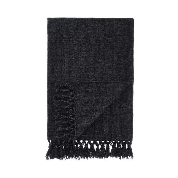 Juodos spalvos iš šenilino antklodė ir pledas 130x170 cm Wilson – Catherine Lansfield