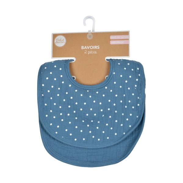Iš muslino seilinukai vaikams mėlynos spalvos 2 vnt. – Bébé Douceur-image-3