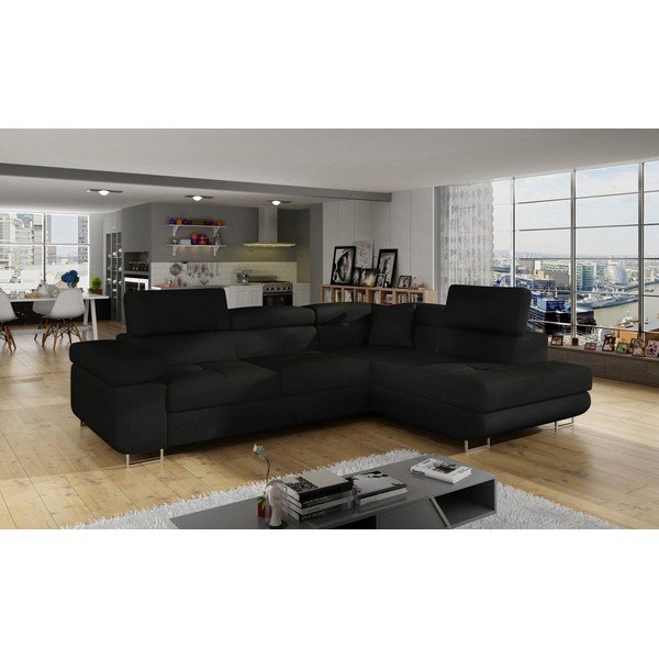 Juodos spalvos sulankstoma/su sandėliavimo vieta kampinė sofa (su dešiniuoju kampu/„L“ formos) Anton – ELTAP-image-3