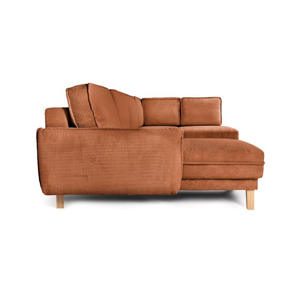 Iš kordinio velveto sulankstoma kampinė sofa oranžinės spalvos (su dešiniuoju kampu/„U“ formos) Tori – Bonami Selection-image-3
