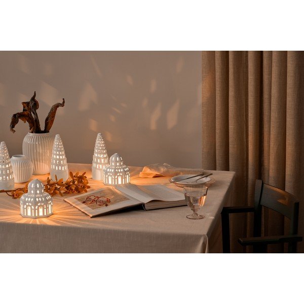Balta keramikinė kalėdinė žvakidė Kähler Design Lighthouse, ø 9 cm-image-1