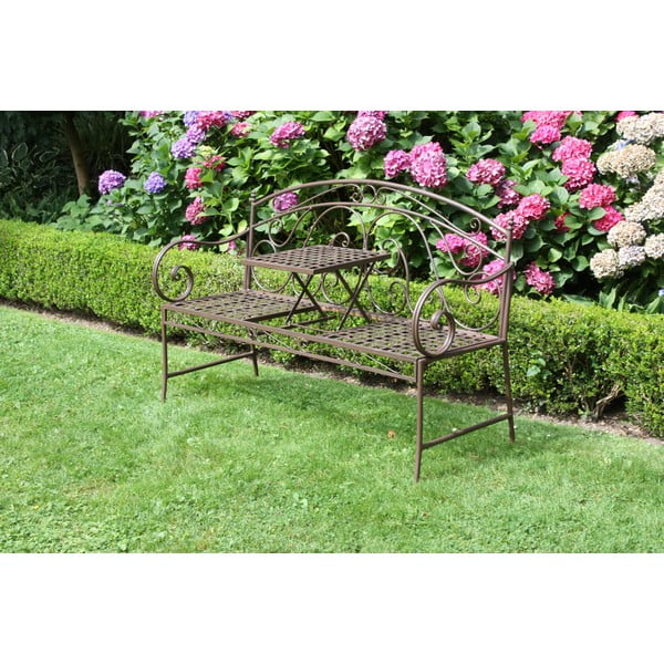 Rudos spalvos metalinis sodo suoliukas Saket – Garden Pleasure-image-1