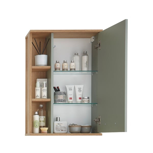 Žalioji pakabinama ąžuolinė vonios kambario spintelė 51x75 cm Set 963 - Pelipal-image-3