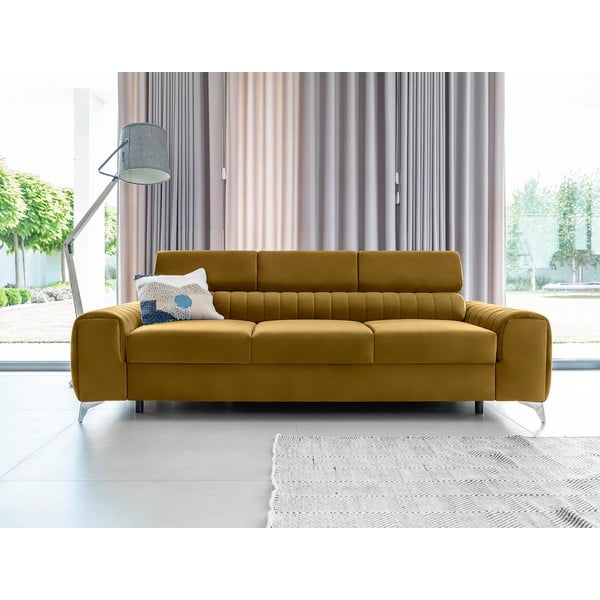 Garstyčių spalvos iš velveto sulankstoma sofa 261 cm Laurence – ELTAP-image-3