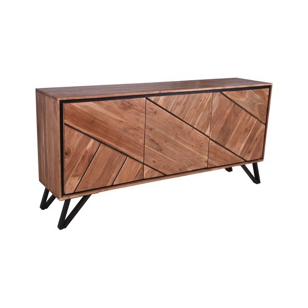 Natūralios spalvos iš akacijos masyvo šoninė spintelė 150x76x40 cm Ambala – Interia Home & Living-image-2