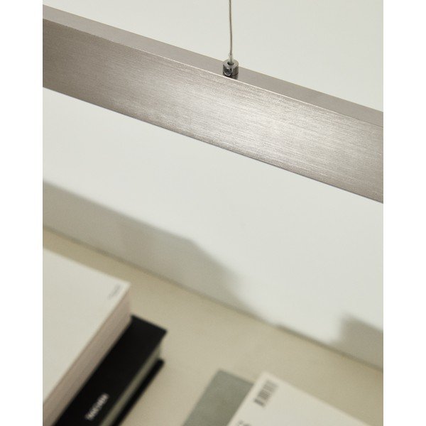 Sidabrinės spalvos kabantis šviestuvas LED su metaliniu gaubtu Boadella – Kave Home-image-3