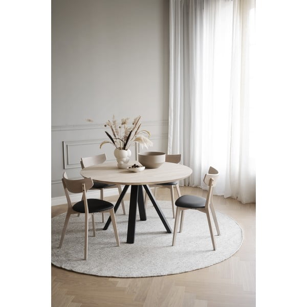 Apvalios formos valgomojo stalas natūralios spalvos su ąžuolo masyvo stalviršiu ø 130 cm Carradale – Rowico-image-4