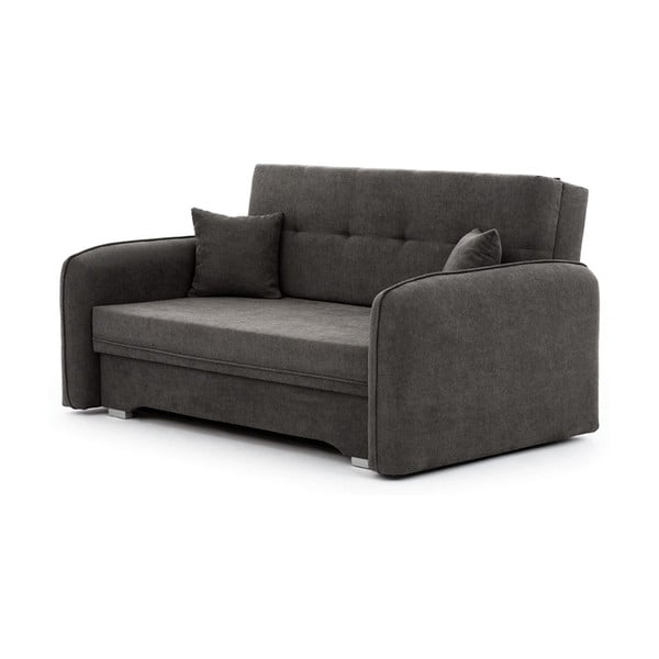 Tamsiai pilkos spalvos iš šenilinio audinio sulankstoma/su sandėliavimo vieta sofa 155 cm Laine – ELTAP