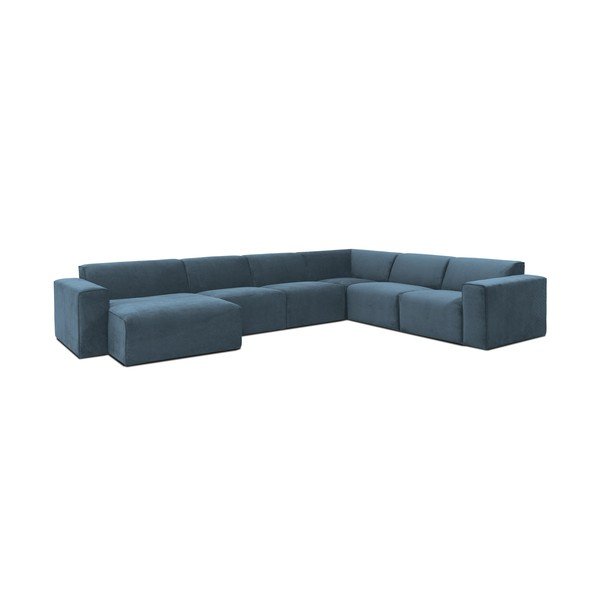 Iš kordinio velveto kampinė sofa mėlynos spalvos (su kairiuoju kampu) Sting – Scandic-image-1