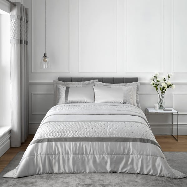 Iš satino lovatiesė pilkos spalvos dvigulei lovai 240x260 cm Sequin Cluster – Catherine Lansfield