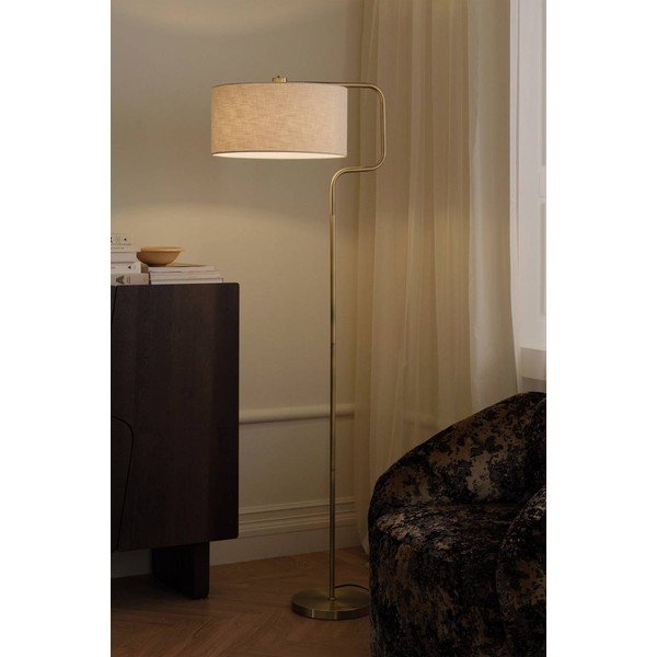 Kreminės spalvos/žalvario spalvos iš tekstilės pastatomas šviestuvas (aukštis 160 cm) Josho – Ellos Home-image-2