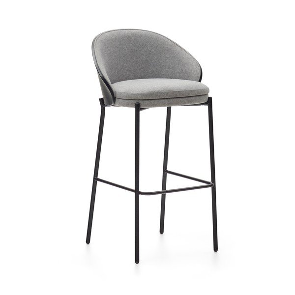 Juodos spalvos/pilkos spalvos baro taburetė (sėdynės aukštis 77 cm) Eamy – Kave Home