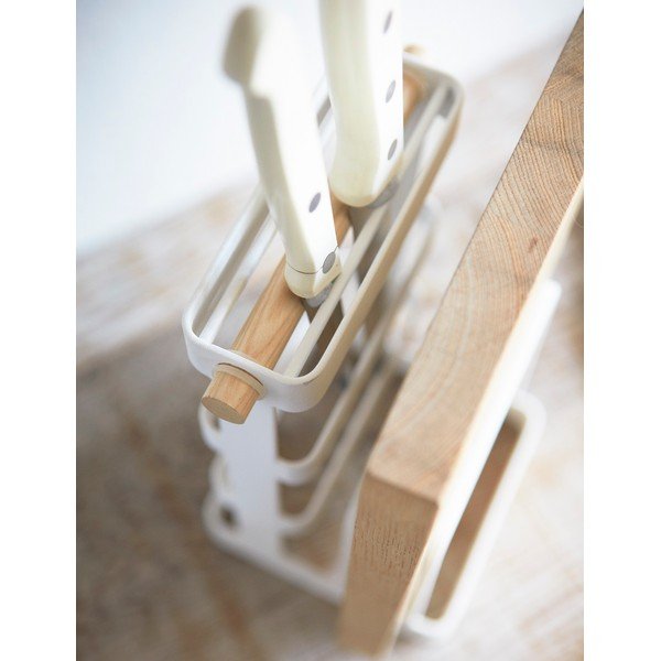 Baltas stovas su buko medienos detalėmis peiliams ir pjaustymo lentoms YAMAZAKI Tosca-image-2