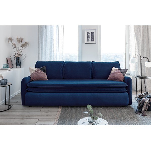 Tamsiai mėlyna aksominė sofa-lova Miuform Tender Eddie-image-3