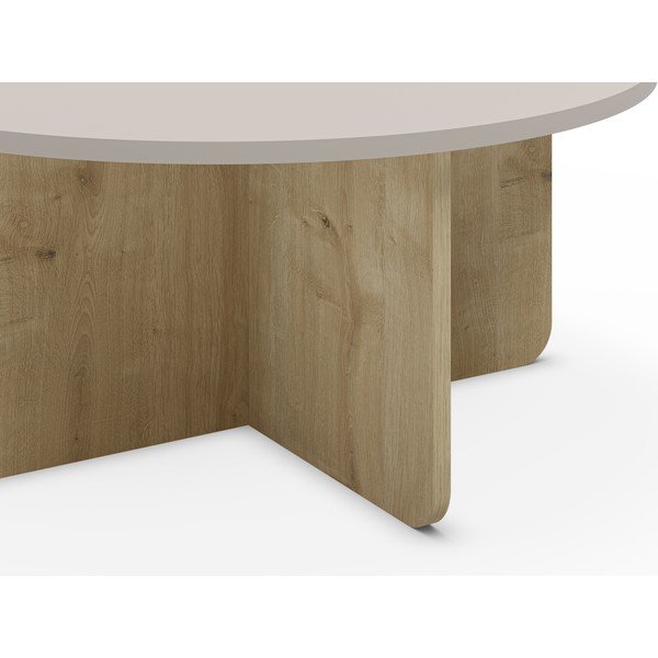 Apvalios formos kavos staliukas kreminės spalvos/natūralios spalvos iš ąžuolo ø 80 cm Hillary – Marckeric-image-3