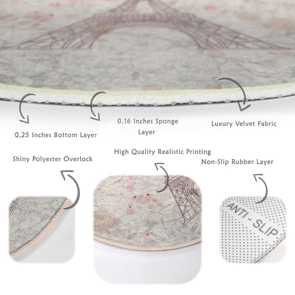 Skalbiamas/robotiniams dulkių siurbliams apvalios formos kilimas šviesiai rožinės spalvos ø 120 cm Comfort – Mila Home-image-4