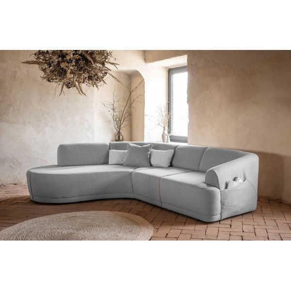 Šviesiai pilka kampinė sofa (kairysis kampas) Bella Siena - Miuform-image-1