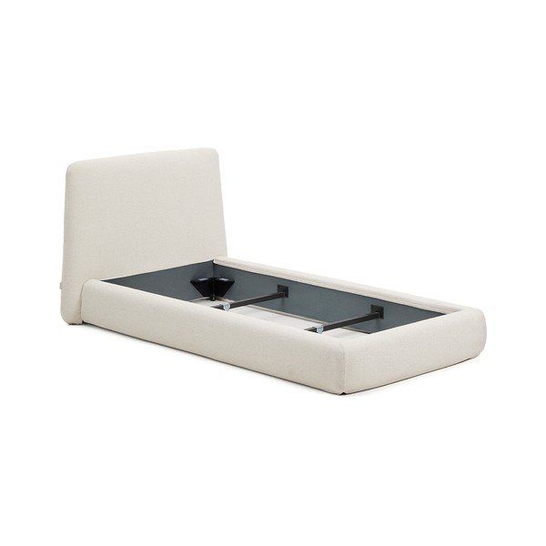 Smėlio spalvos viengulė lova audiniu dengta be grotelių 90x200 cm Martina – Kave Home-image-2