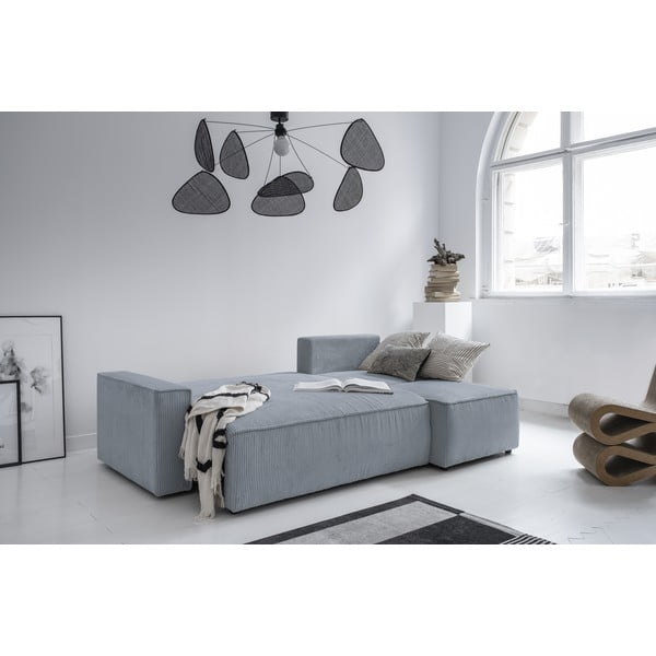 Iš kordinio velveto sulankstoma kampinė sofa šviesiai pilkos spalvos (kintama) Brave Dave – Miuform-image-4