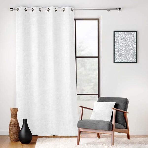 Baltos spalvos iš šenilino užuolaida 140x260 cm Leo – douceur d'intérieur-image-3