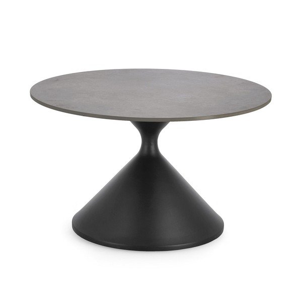 Juodos spalvos apvalios formos kavos staliukas su marmuro dekoro stalviršiu ø 70 cm Joona – Bizzotto