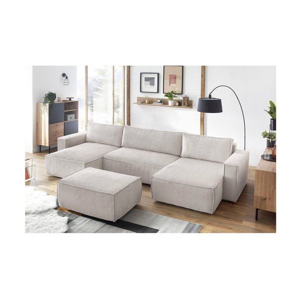 Pufas smėlio spalvos iš kordinio velveto Nihad – Bobochic Paris-image-1