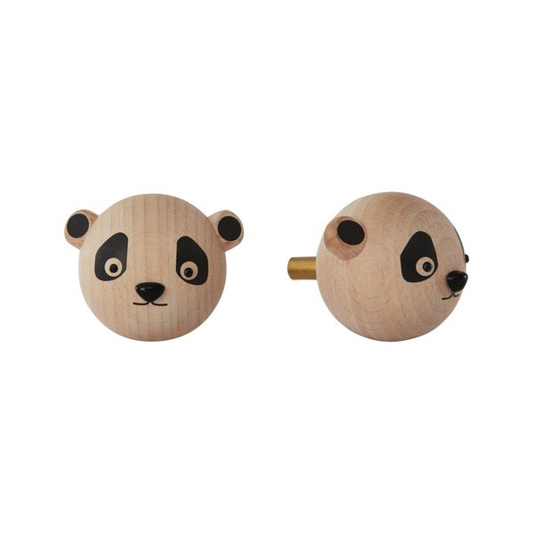 Sieninis natūralios spalvos iš buko masyvo kablys Panda – OYOY Mini