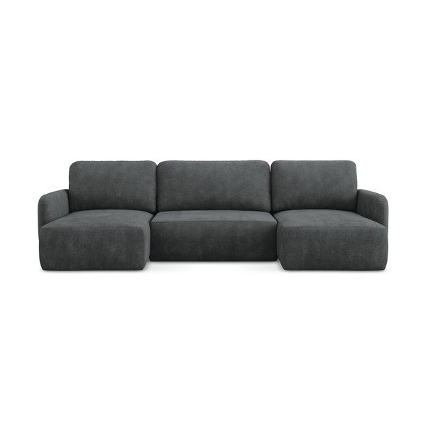 Tamsiai pilkos spalvos iš šenilinio audinio sulankstoma/su sandėliavimo vieta kampinė sofa („U“ formos) Lilo – Makamii