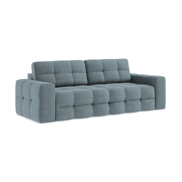 Mėlynos spalvos iš boucle sulankstoma sofa 255 cm Milu – Makamii-image-1