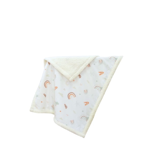Baltos spalvos iš ranforce medvilnės vaikiškas pledas 75x100 cm Abc – Mijolnir