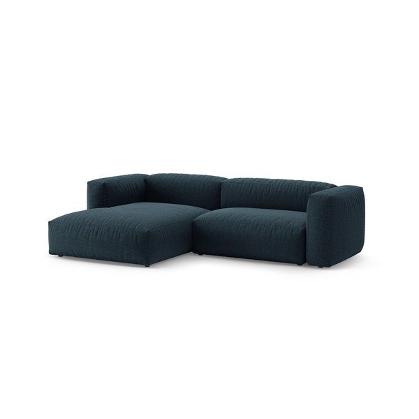Tamsiai mėlynos spalvos sulankstoma modulinė kampinė sofa (su kairiuoju kampu/su gultu) – Micadoni 