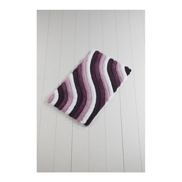 Violetinės ir baltos spalvos vonios kilimėlis "Waves Trismo", 100 x 60 cm