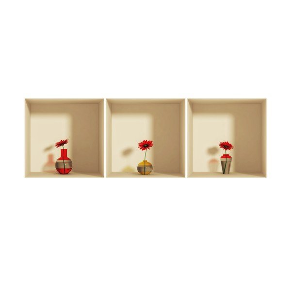 3 lipdukų rinkinys su 3D efektu Ambiance Gerberas-image-2
