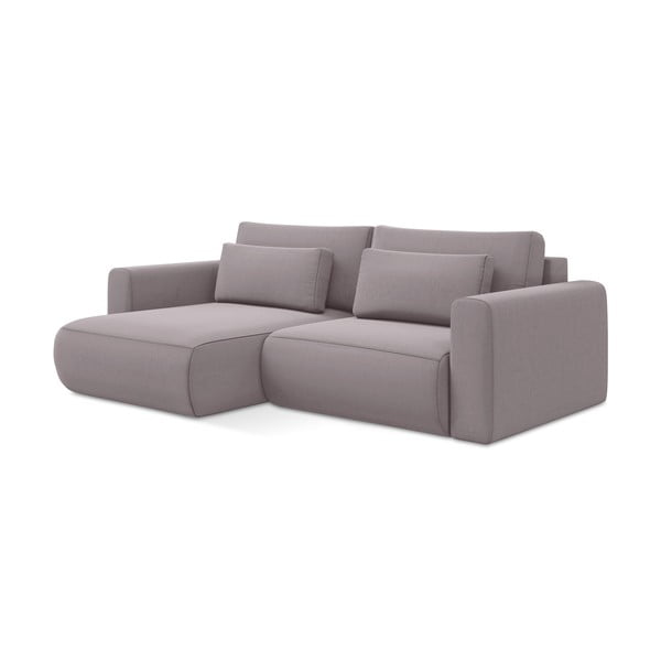Levandų spalvos iš velveto sulankstoma/su sandėliavimo vieta kampinė sofa (su kairiuoju kampu/su gultu) Kapua – Makamii-image-3