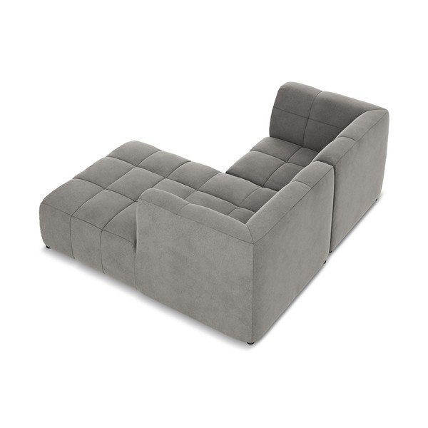 Pilkos spalvos kampinė sofa iš velveto (su dešiniuoju kampu/su gultu) Aloha – Makamii-image-4