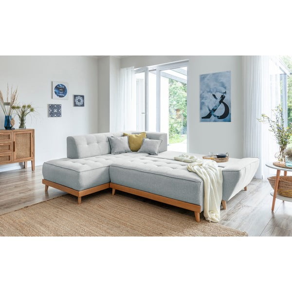 Šviesiai pilka sofa-lova Miuform Dazzling Daisy L, kairysis kampas-image-4