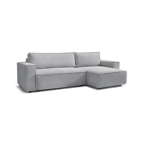 Sulankstoma kampinė sofa šviesiai pilkos spalvos iš kordinio velveto (kintama) Nihad – Bobochic Paris-image-4